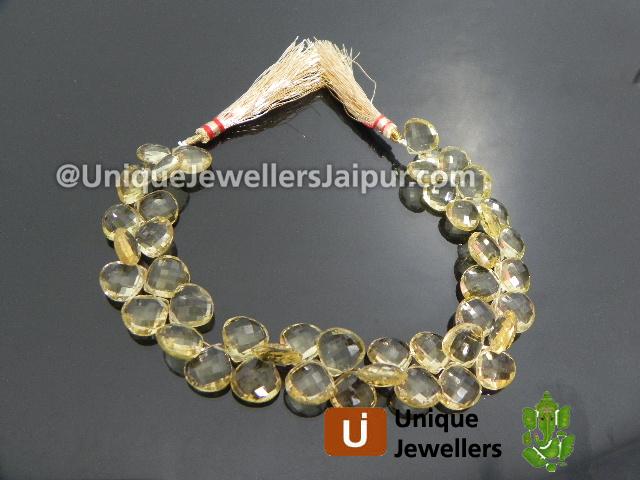 Champagne Quartz Faceted Heart Beads